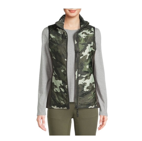 Avia NWT Women's Sleeveless Quilted Green Camouflage Performance Vest 763 - Picture 4 of 7